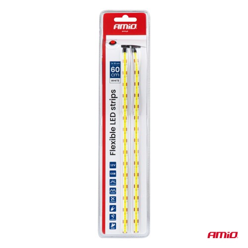 Amio – Ταινία LED COB 12V Λευκή 2x30cm Flexible για Ισχυρό Εσωτερικό Φωτισμό & Easy Install – Σετ 2 Τεμ. (04569/AM)