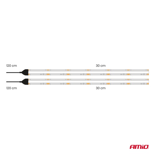 Amio – Ταινία LED COB 12V Λευκή 2x30cm Flexible για Ισχυρό Εσωτερικό Φωτισμό & Easy Install – Σετ 2 Τεμ. (04569/AM)