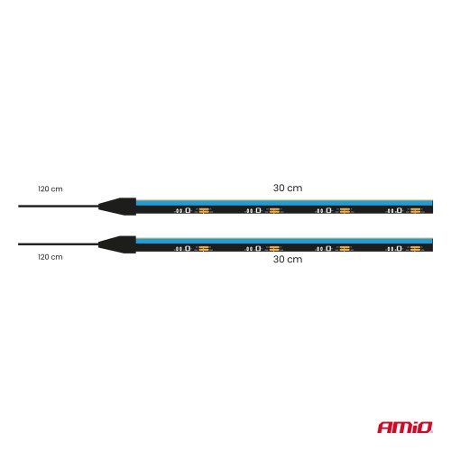 Amio – Ταινία LED COB 12V Μπλε 2x30cm Flexible Πλαϊνού Φωτισμού για Σήμανση & Dynamic Look – Σετ 2 Τεμ. (04578/AM)