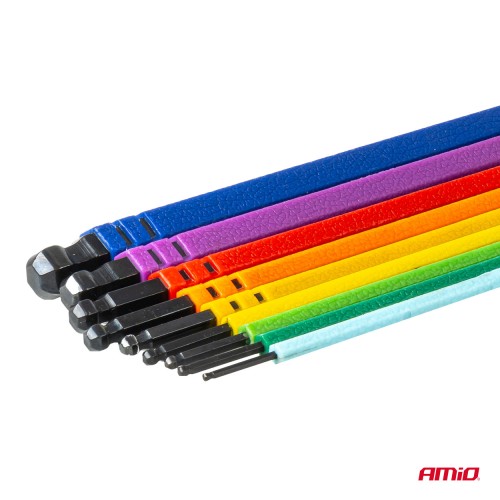 Amio – Κλειδιά Allen Imbus CR-V 1.5-10mm με Μύτες & Αντάπτορα Heavy Duty για Σταθερή Τοποθέτηση Εργαλείου & Καθημερινή Χρήση – Σετ 18 Τεμ. (04787/AM)