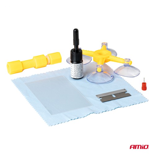 Amio – Kit Επισκευής Παρμπρίζ & Τζαμιών με Ρητίνη Heavy Duty για Ασφαλή Εγκατάσταση & Καθημερινή Χρήση – 1 Κιτ (04792/AM)