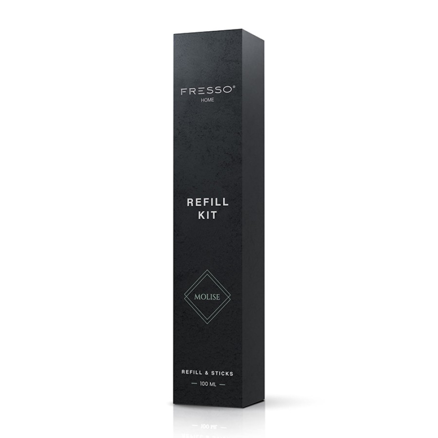 Fresso - Κιτ Αναπλήρωσης με Άρωμα Molise 100 ml Premium Home Refill Kit και 6 Μαύρα Στικ από Fiberglass για Αρωματικό Χώρου Reed Diffuser - 1 Τεμ. (390044/FRE)