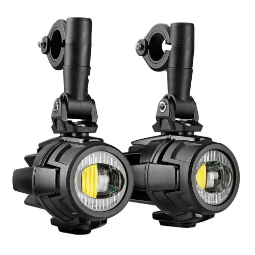 Lampa - Προβολείς Ομίχλης Moto FOG-X1 12V 20W 2123lm 6000-6500K Φ76mm 4 LED Αδιάβροχοι IP68 με Καλωδίωση και Βάσεις Φ24-26mm - Σετ 2 Τεμ. (9158.1-LM)