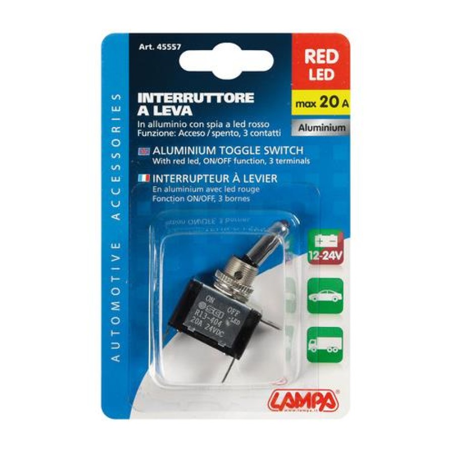 ΔΙΑΚΟΠΤΗΣ ΑΕΡΟΠΟΡΙΚΟΥ ΤΥΠΟΥ 2 ΘΕΣΕΩΝ 12,2mm 12V 20A ΜΕ LED ΚΟΚΚΙΝΟ
